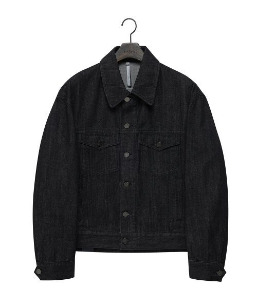NOIRER(ノイア)の「オーバーサイズクロップデニムジャケット(ブラック)(デニムジャケット・メンズ・その他・48/50/52)」の2枚目の写真