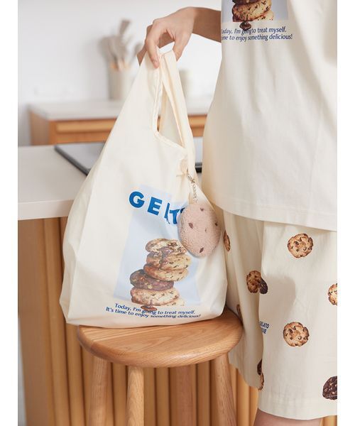 gelato pique(ジェラートピケ)の「HIGH CALORIEワンポイントエコバッグ(エコバッグ/サブバッグ・レディース・ネイビー/ミント/クリーム・F)」の9枚目の写真