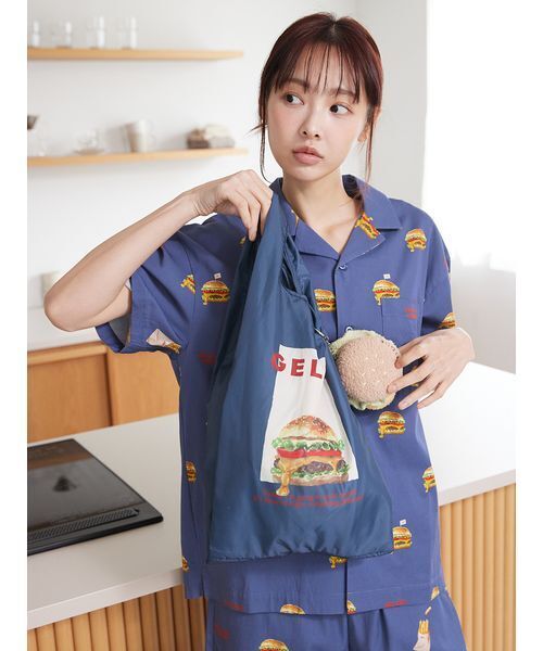 gelato pique(ジェラートピケ)の「HIGH CALORIEワンポイントエコバッグ(エコバッグ/サブバッグ・レディース・ネイビー/ミント/クリーム・F)」の4枚目の写真