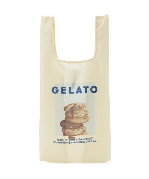 gelato pique(ジェラートピケ)の「HIGH CALORIEワンポイントエコバッグ(エコバッグ/サブバッグ・レディース・ネイビー/ミント/クリーム・F)」の11枚目の写真