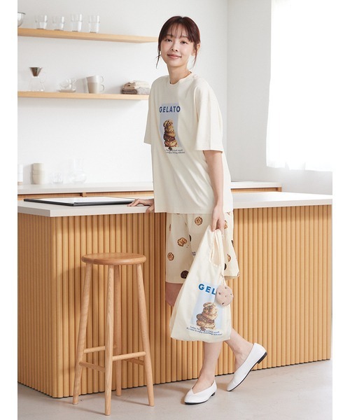 gelato pique(ジェラートピケ)の「HIGH CALORIEワンポイントエコバッグ(エコバッグ/サブバッグ・レディース・ネイビー/ミント/クリーム・F)」の22枚目の写真