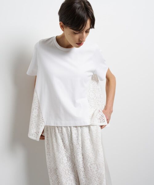 LANVIN en Bleu（ランバンオンブルー）の「レースコンビカットソー（Tシャツ/カットソー・レディース・オフホワイト/ブラック・38）」の6枚目の写真