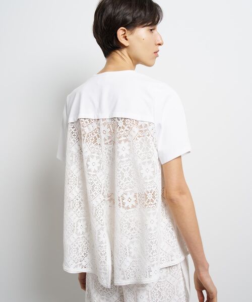 LANVIN en Bleu（ランバンオンブルー）の「レースコンビカットソー（Tシャツ/カットソー・レディース・オフホワイト/ブラック・38）」の8枚目の写真