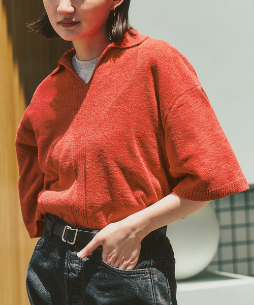 417 EDIFICE(フォーワンセブンエディフィス)の「NESTWELL 417別注 スキッパーシャツ(Tシャツ/カットソー・メンズ・オレンジ/ブラック系その他/ブラウン・MEDIUM/LARGE)」の3枚目の写真