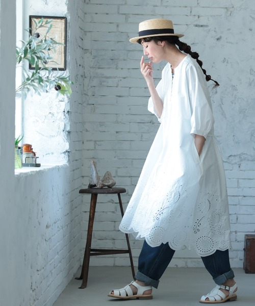 soulberry(ソウルベリー)の「スカラップレースのワンピース(ワンピース・レディース・オフホワイト・LL/3L/4L/5L/M/L)」の2枚目の写真