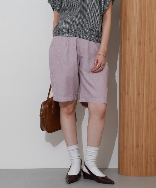 Re:EDIT(リエディ)の「リネンタッチショートパンツ(その他パンツ・レディース・ベージュ/ピンク・M)」の14枚目の写真