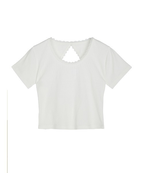 ELCHELE(エルチェレ)の「LACE TRIM RIB TEE(Tシャツ/カットソー・レディース・オフホワイト/ネイビー/ベビーピンク・FREE)」の18枚目の写真