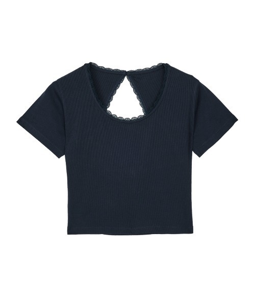 ELCHELE(エルチェレ)の「LACE TRIM RIB TEE(Tシャツ/カットソー・レディース・オフホワイト/ネイビー/ベビーピンク・FREE)」の19枚目の写真