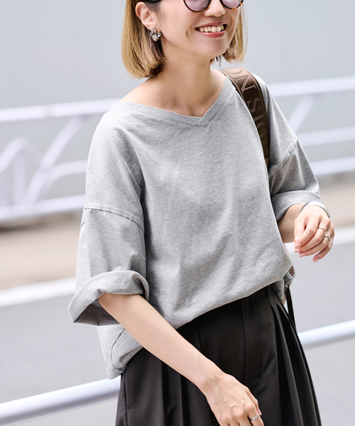 FRAMeWORK（フレームワーク）の「≪汗染み防止≫NANO-SHEER ZERO 2WAYTee（Tシャツ/カットソー・レディース・グレー/ブラック/ブラウン/ホワイト・FREE）」の3枚目の写真