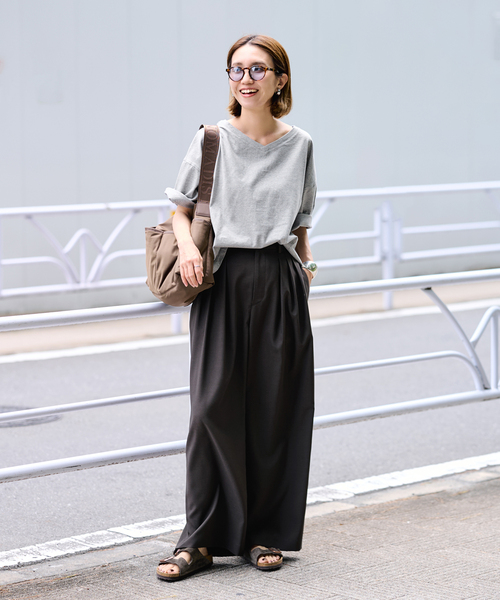 FRAMeWORK（フレームワーク）の「≪汗染み防止≫NANO-SHEER ZERO 2WAYTee（Tシャツ/カットソー・レディース・グレー/ブラック/ブラウン/ホワイト・FREE）」の12枚目の写真