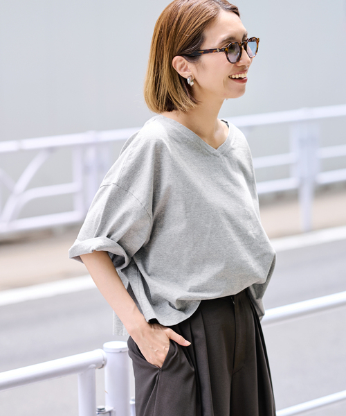 FRAMeWORK（フレームワーク）の「≪汗染み防止≫NANO-SHEER ZERO 2WAYTee（Tシャツ/カットソー・レディース・グレー/ブラック/ブラウン/ホワイト・FREE）」の18枚目の写真