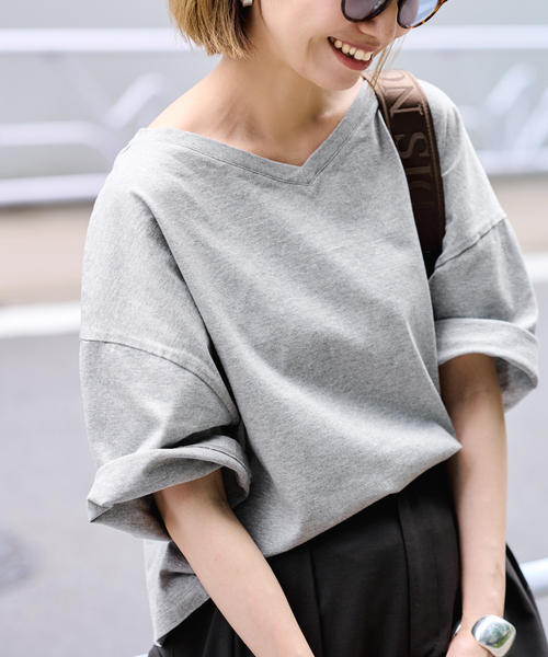 FRAMeWORK（フレームワーク）の「≪汗染み防止≫NANO-SHEER ZERO 2WAYTee（Tシャツ/カットソー・レディース・グレー/ブラック/ブラウン/ホワイト・FREE）」の19枚目の写真