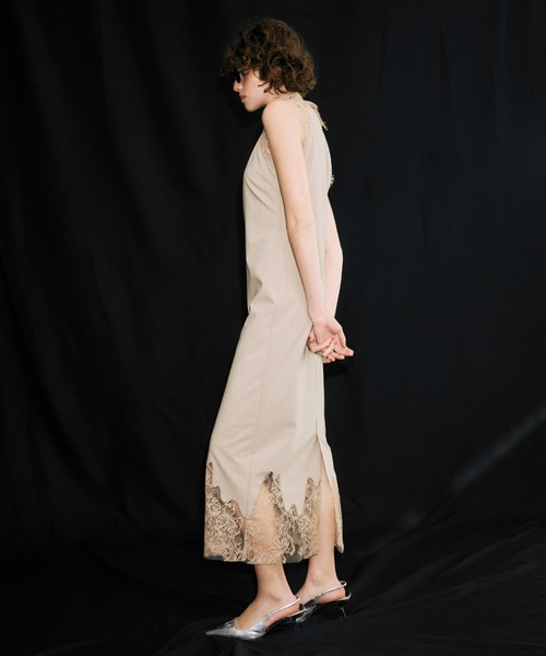 JOSE MOON（ジョゼムーン）の「LACE TLIM DRESS/レーストリムドレス（ワンピース・レディース・ベージュ/チャコールグレー/ブラック・36/38）」の10枚目の写真
