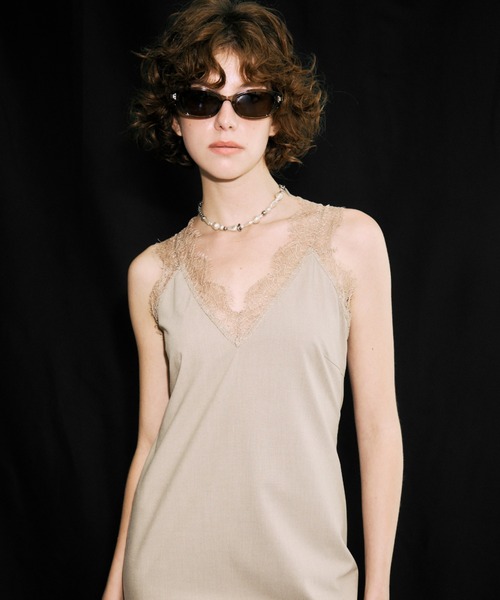 JOSE MOON（ジョゼムーン）の「LACE TLIM DRESS/レーストリムドレス（ワンピース・レディース・ベージュ/チャコールグレー/ブラック・36/38）」の12枚目の写真
