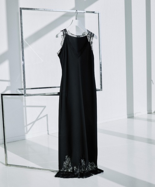 JOSE MOON（ジョゼムーン）の「LACE TLIM DRESS/レーストリムドレス（ワンピース・レディース・ベージュ/チャコールグレー/ブラック・36/38）」の15枚目の写真