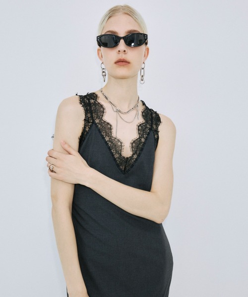 JOSE MOON（ジョゼムーン）の「LACE TLIM DRESS/レーストリムドレス（ワンピース・レディース・ベージュ/チャコールグレー/ブラック・36/38）」の22枚目の写真