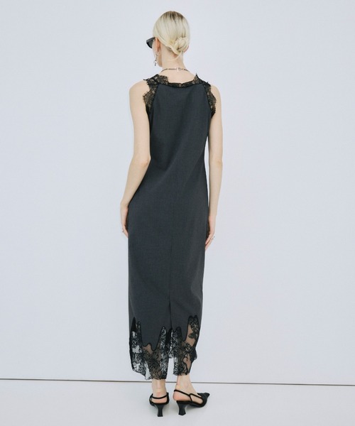 JOSE MOON（ジョゼムーン）の「LACE TLIM DRESS/レーストリムドレス（ワンピース・レディース・ベージュ/チャコールグレー/ブラック・36/38）」の20枚目の写真