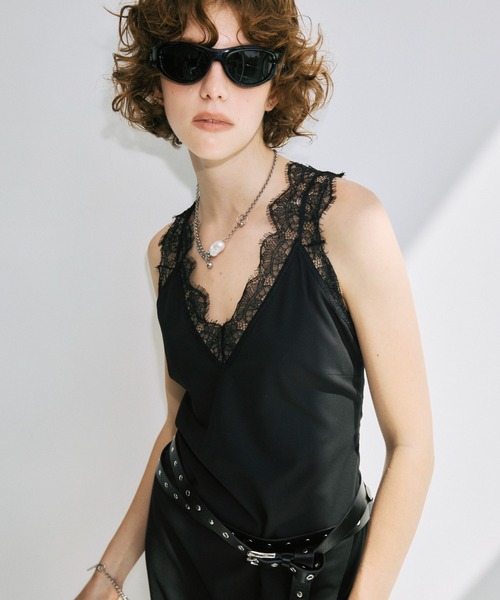 JOSE MOON（ジョゼムーン）の「LACE TLIM DRESS/レーストリムドレス（ワンピース・レディース・ベージュ/チャコールグレー/ブラック・36/38）」の4枚目の写真