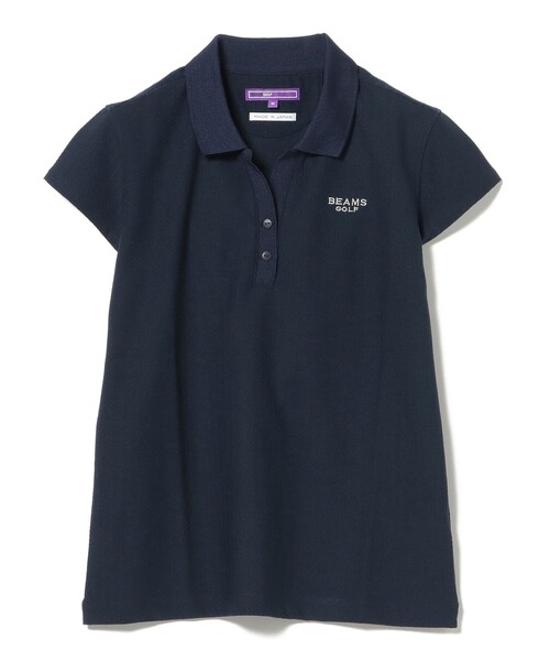 BEAMS GOLF(ビームスゴルフ)の「〈WOMEN〉PURPLE LABEL / ジャカード ストライプ シャツ(ポロシャツ・レディース・ブラック/ネイビー・SMALL/LARGE/MEDIUM)」の2枚目の写真