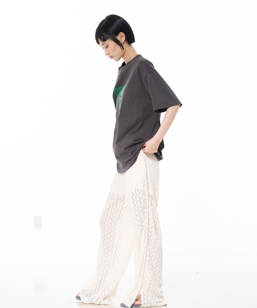 NOMINE（ノミネ）の「レース シアー 配色ウエスト トラックパンツ｜裏地つき スリット（その他パンツ・レディース・アイボリー・S/M）」の5枚目の写真