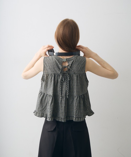 Crisp(クリスプ)の「check tiered blouse / チェックティアードブラウス(シャツ/ブラウス・レディース・ブラック/ブラウン・FREE)」の5枚目の写真