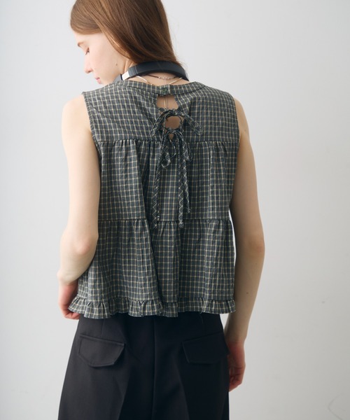 Crisp(クリスプ)の「check tiered blouse / チェックティアードブラウス(シャツ/ブラウス・レディース・ブラック/ブラウン・FREE)」の4枚目の写真