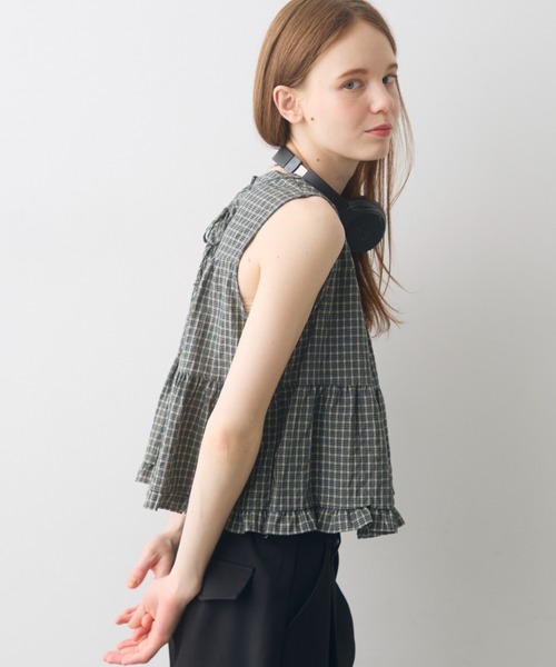 Crisp(クリスプ)の「check tiered blouse / チェックティアードブラウス(シャツ/ブラウス・レディース・ブラック/ブラウン・FREE)」の7枚目の写真