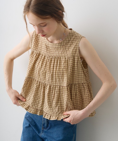 Crisp(クリスプ)の「check tiered blouse / チェックティアードブラウス(シャツ/ブラウス・レディース・ブラック/ブラウン・FREE)」の13枚目の写真
