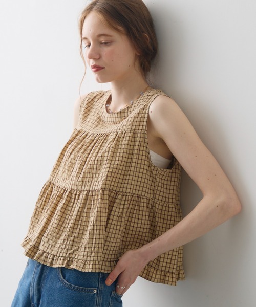 Crisp(クリスプ)の「check tiered blouse / チェックティアードブラウス(シャツ/ブラウス・レディース・ブラック/ブラウン・FREE)」の14枚目の写真
