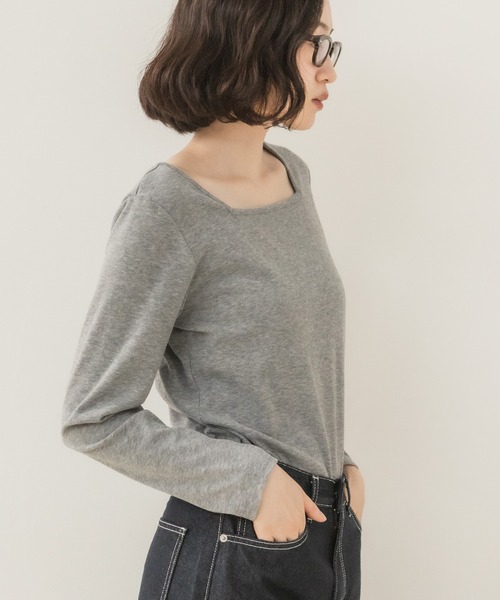 HEILIS（ヘイリス）の「前後2WAYネックPO/プルオーバー 長袖トップス 2WAYトップス 前後2WAY ボートネック 長袖カットソー ボーダートップス 無地トップス 韓国ファッション レディライク カジュアル デイリー 秋服 冬服 アイボリー ピンク グレー ブラック ボーダー（Tシャツ/カットソー・レディース・ホワイト系その他/アイボリー/ピンク/グレー/ブラック/ブラック系その他・FREE）」の8枚目の写真