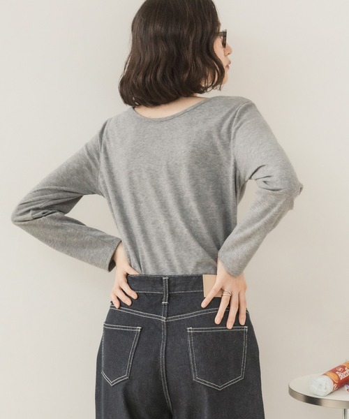 HEILIS（ヘイリス）の「前後2WAYネックPO/プルオーバー 長袖トップス 2WAYトップス 前後2WAY ボートネック 長袖カットソー ボーダートップス 無地トップス 韓国ファッション レディライク カジュアル デイリー 秋服 冬服 アイボリー ピンク グレー ブラック ボーダー（Tシャツ/カットソー・レディース・ホワイト系その他/アイボリー/ピンク/グレー/ブラック/ブラック系その他・FREE）」の10枚目の写真