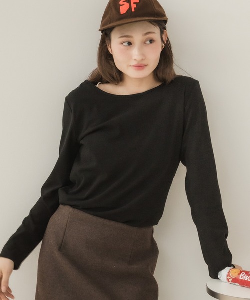 HEILIS（ヘイリス）の「前後2WAYネックPO/プルオーバー 長袖トップス 2WAYトップス 前後2WAY ボートネック 長袖カットソー ボーダートップス 無地トップス 韓国ファッション レディライク カジュアル デイリー 秋服 冬服 アイボリー ピンク グレー ブラック ボーダー（Tシャツ/カットソー・レディース・ホワイト系その他/アイボリー/ピンク/グレー/ブラック/ブラック系その他・FREE）」の15枚目の写真