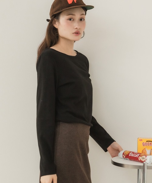 HEILIS（ヘイリス）の「前後2WAYネックPO/プルオーバー 長袖トップス 2WAYトップス 前後2WAY ボートネック 長袖カットソー ボーダートップス 無地トップス 韓国ファッション レディライク カジュアル デイリー 秋服 冬服 アイボリー ピンク グレー ブラック ボーダー（Tシャツ/カットソー・レディース・ホワイト系その他/アイボリー/ピンク/グレー/ブラック/ブラック系その他・FREE）」の16枚目の写真
