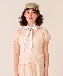 柄リボン付き 半袖ブラウス TINA：JOJUN