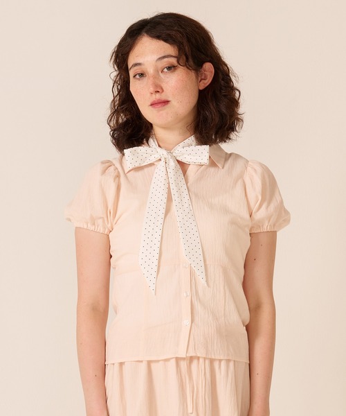 TINA:JOJUN(ティーナジョジュン)の「柄リボン付き 半袖ブラウス TINA:JOJUN(シャツ/ブラウス・レディース・ベビーピンク/クリーム・M)」の8枚目の写真