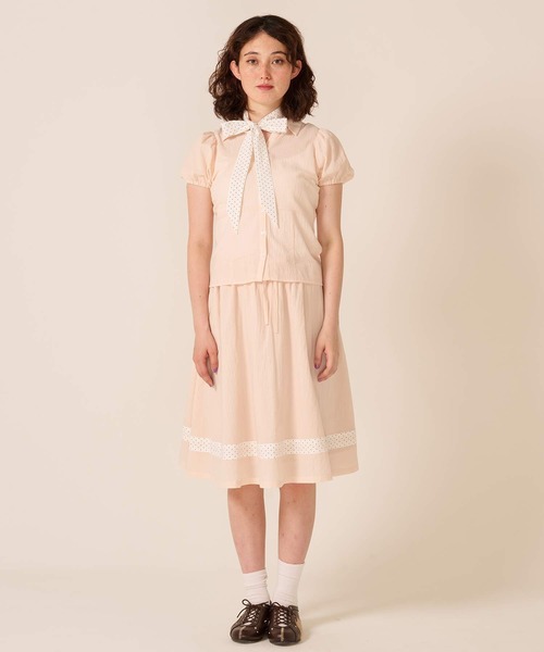 TINA:JOJUN(ティーナジョジュン)の「柄リボン付き 半袖ブラウス TINA:JOJUN(シャツ/ブラウス・レディース・ベビーピンク/クリーム・M)」の10枚目の写真