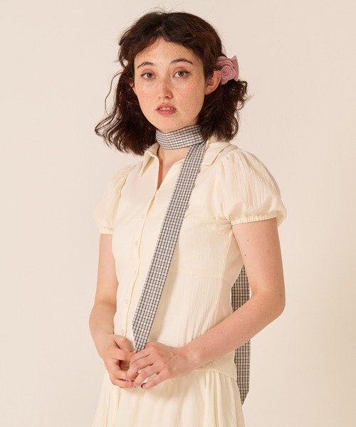 TINA:JOJUN(ティーナジョジュン)の「柄リボン付き 半袖ブラウス TINA:JOJUN(シャツ/ブラウス・レディース・ベビーピンク/クリーム・M)」の12枚目の写真