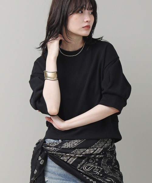The rejoice(ザ リジョイス)の「パフスリーブシアーカットソー(Tシャツ/カットソー・レディース・ラベンダー/ブラック・FREE)」の1枚目の写真