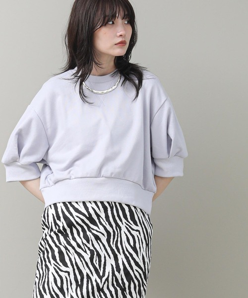 The rejoice(ザ リジョイス)の「パフスリーブシアーカットソー(Tシャツ/カットソー・レディース・ラベンダー/ブラック・FREE)」の6枚目の写真