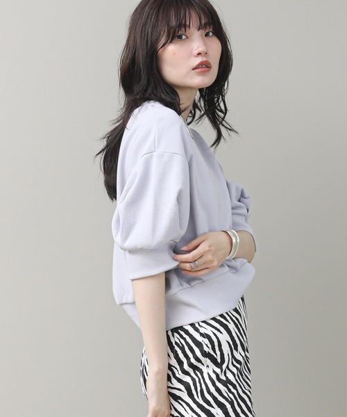 The rejoice(ザ リジョイス)の「パフスリーブシアーカットソー(Tシャツ/カットソー・レディース・ラベンダー/ブラック・FREE)」の7枚目の写真