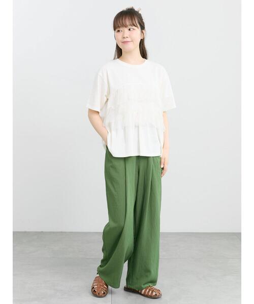 Samansa Mos2(サマンサ モスモス)の「【接触冷感/UVカット】チュールドッキングカットソー(Tシャツ/カットソー・レディース・ブラック/オフホワイト/サックスブルー・F)」の8枚目の写真