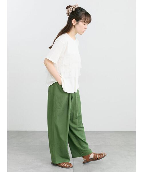 Samansa Mos2(サマンサ モスモス)の「【接触冷感/UVカット】チュールドッキングカットソー(Tシャツ/カットソー・レディース・ブラック/オフホワイト/サックスブルー・F)」の9枚目の写真