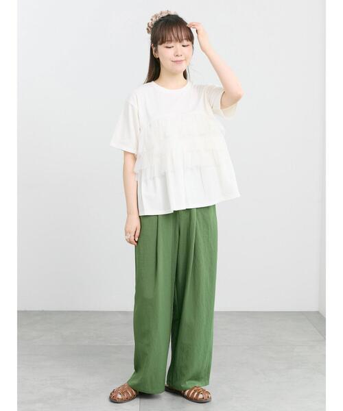 Samansa Mos2(サマンサ モスモス)の「【接触冷感/UVカット】チュールドッキングカットソー(Tシャツ/カットソー・レディース・ブラック/オフホワイト/サックスブルー・F)」の10枚目の写真