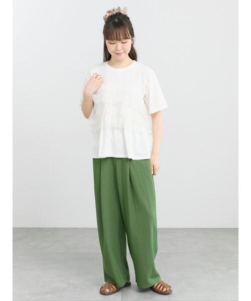 Samansa Mos2(サマンサ モスモス)の「【接触冷感/UVカット】チュールドッキングカットソー(Tシャツ/カットソー・レディース・ブラック/オフホワイト/サックスブルー・F)」の11枚目の写真