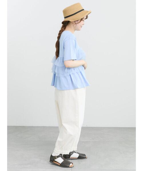 Samansa Mos2(サマンサ モスモス)の「【接触冷感/UVカット】チュールドッキングカットソー(Tシャツ/カットソー・レディース・ブラック/オフホワイト/サックスブルー・F)」の18枚目の写真