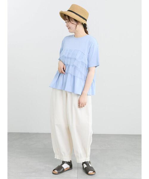 Samansa Mos2(サマンサ モスモス)の「【接触冷感/UVカット】チュールドッキングカットソー(Tシャツ/カットソー・レディース・ブラック/オフホワイト/サックスブルー・F)」の19枚目の写真
