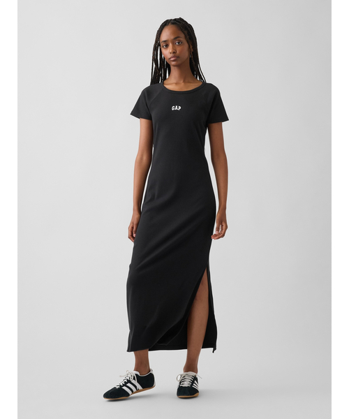 GAP(ギャップ)の「モダンリブ GAPロゴ マキシワンピース(ワンピース・レディース・ブラック/ネイビー・S/M/L/XXS/XS)」の2枚目の写真