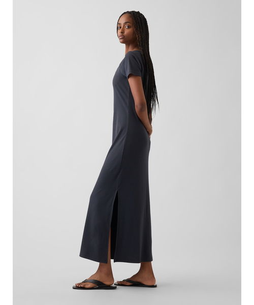 GAP(ギャップ)の「モダンリブ GAPロゴ マキシワンピース(ワンピース・レディース・ブラック/ネイビー・S/M/L/XXS/XS)」の5枚目の写真