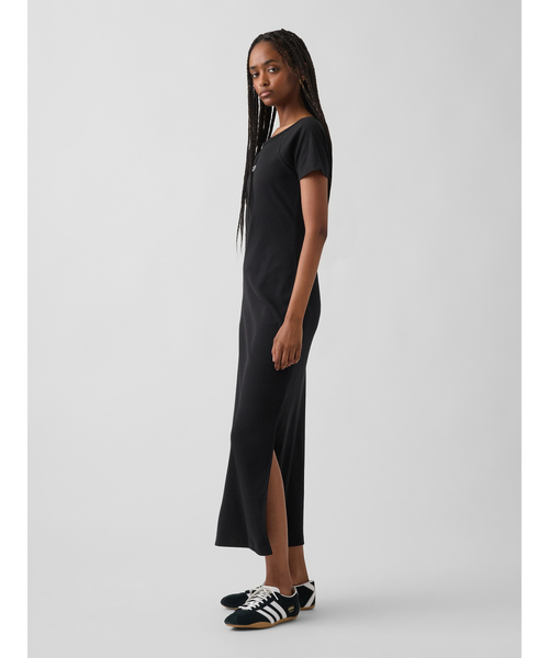 GAP(ギャップ)の「モダンリブ GAPロゴ マキシワンピース(ワンピース・レディース・ブラック/ネイビー・S/M/L/XXS/XS)」の6枚目の写真