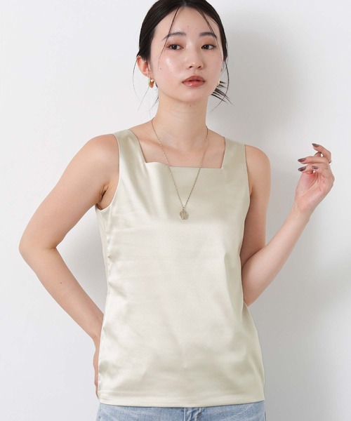 Gready Brilliant（グレディブリリアン）の「フロントサテンスクエアタンク（タンクトップ・レディース・ブラック/オフホワイト/ライトベージュ・38）」の16枚目の写真